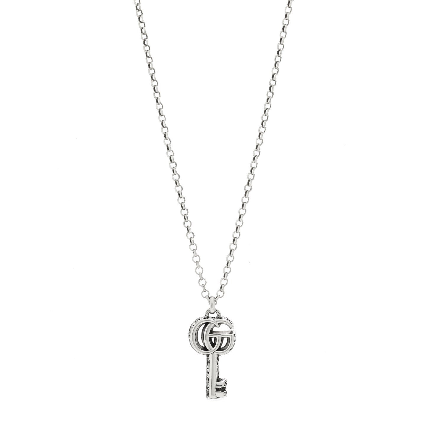 Sterling Silver Double G Key Pendant Necklace