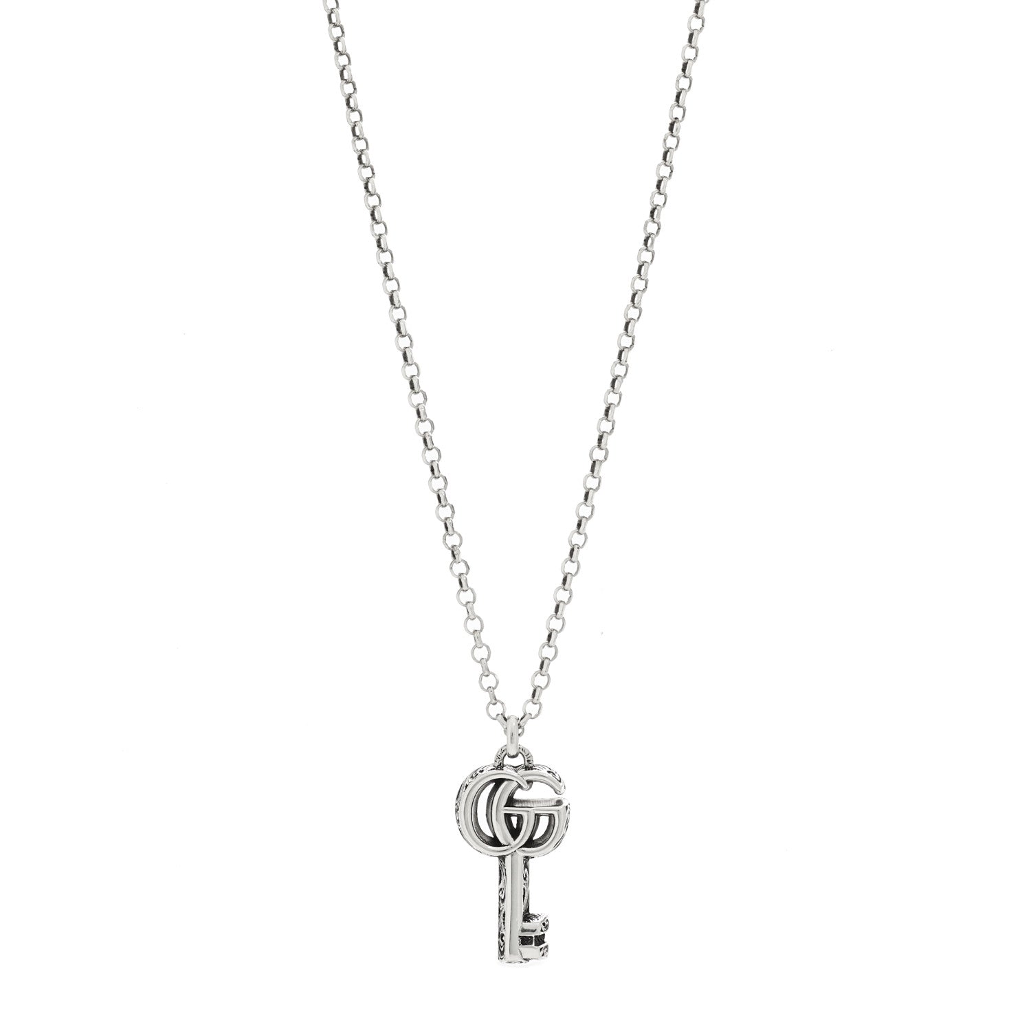 Gucci Sterling Silver Double G Key Pendant Necklace 1 of 5