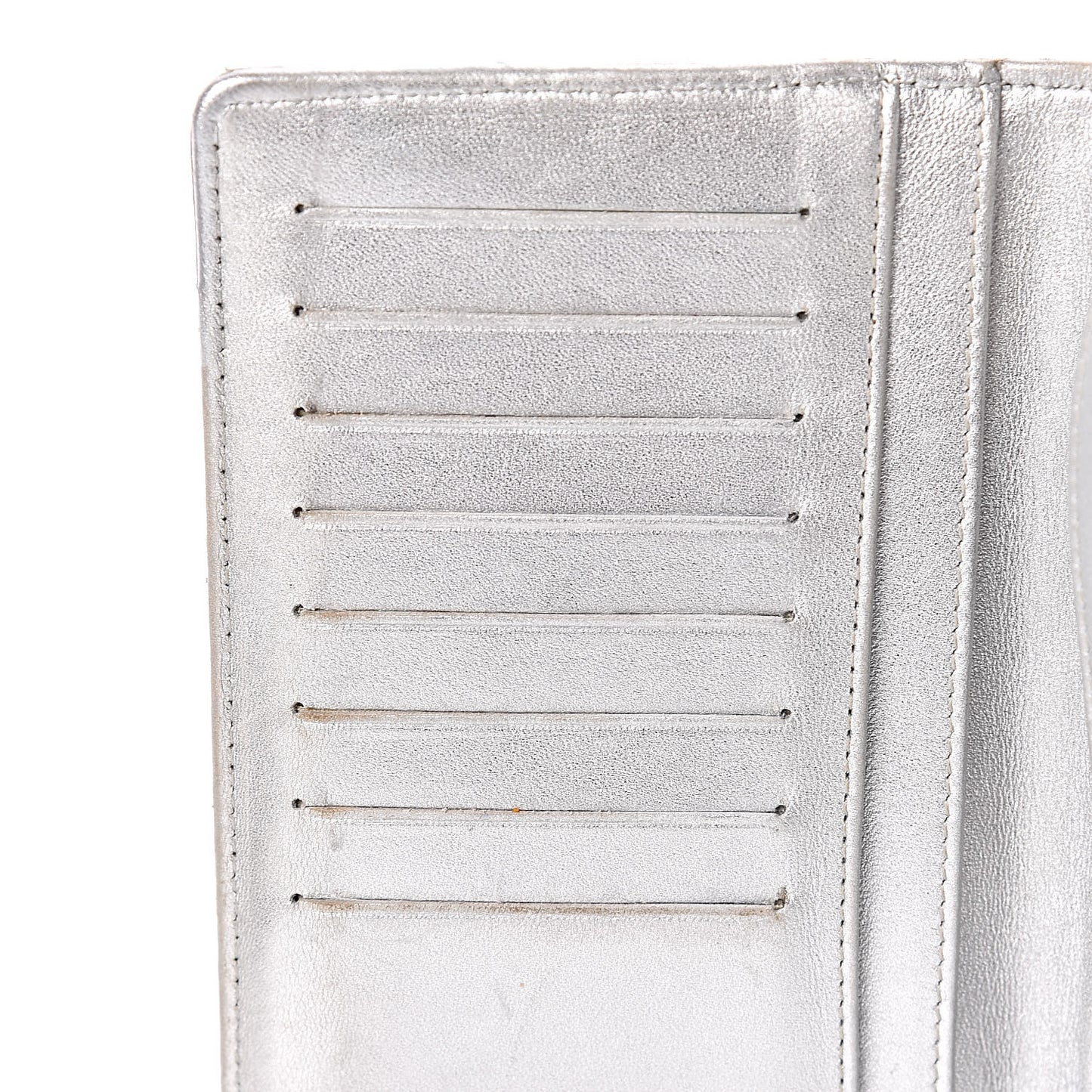 Metallic Lambskin Quilted Reissue Yen Wallet Silver