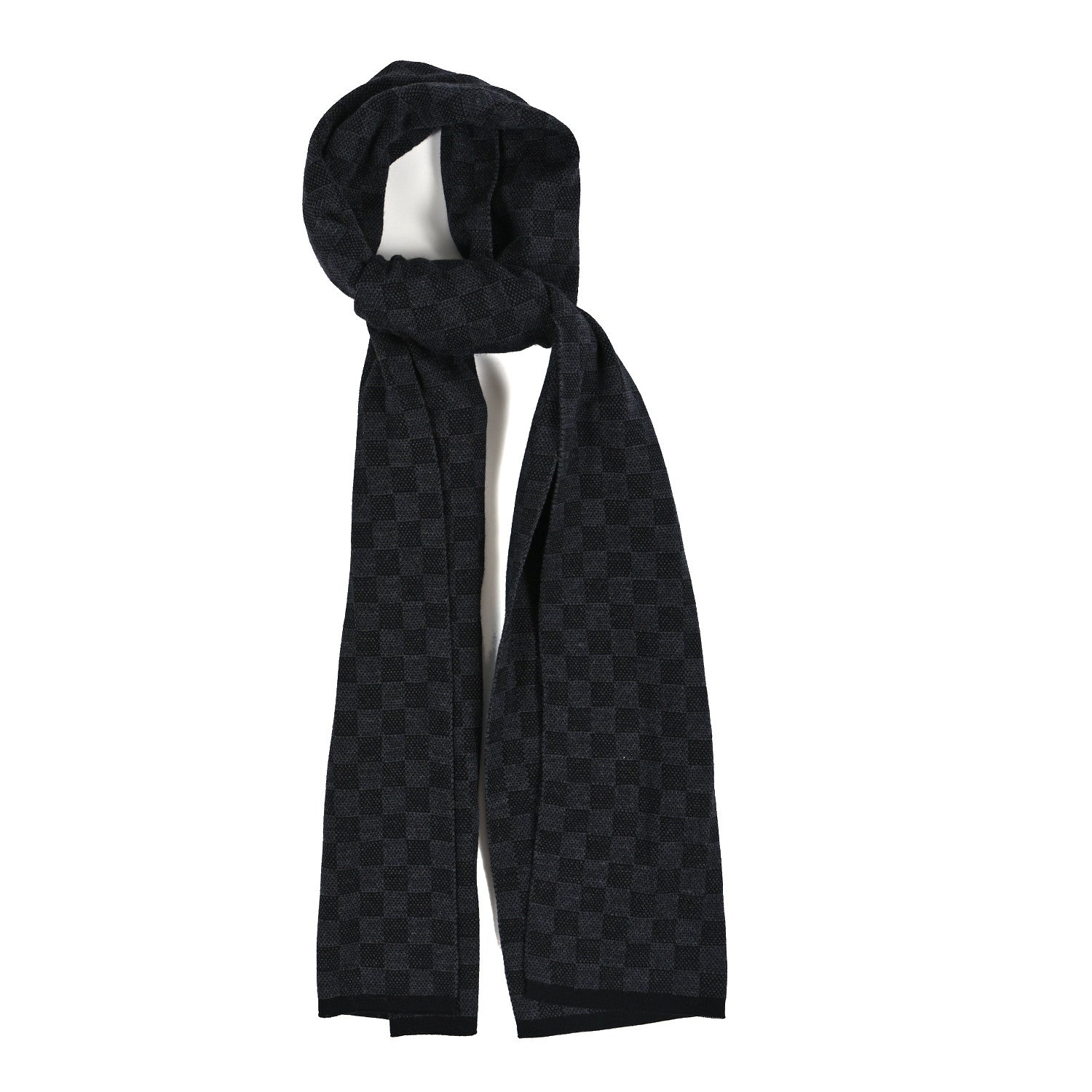 Louis Vuitton Wool Bonnet Petit Damier Graphite Scarf Black 1 of 4