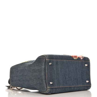 Christian Dior Denim Crystal Medium Lady Dior Blue 4 of 10