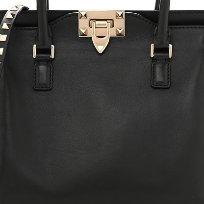 Valentino Garavani Vitello Small Rockstud Double Handle Tote Black 7 of 9