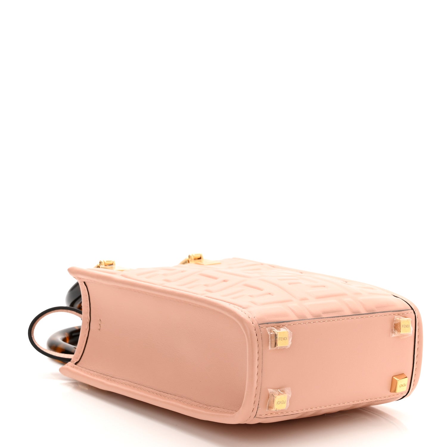 Fendi Vitello Plexiglass FF Embossed Mini Fendi Sunshine Shopper Tote Baby Pink 4 of 10