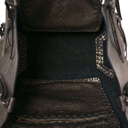Valentino Garavani Metallic Grained Calfskin C-Rockee Fringe Tote Sasso 5 of 9