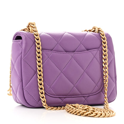 Chanel Lambskin Enamel Quilted Mini Pending CC Square Flap Purple 2 of 10