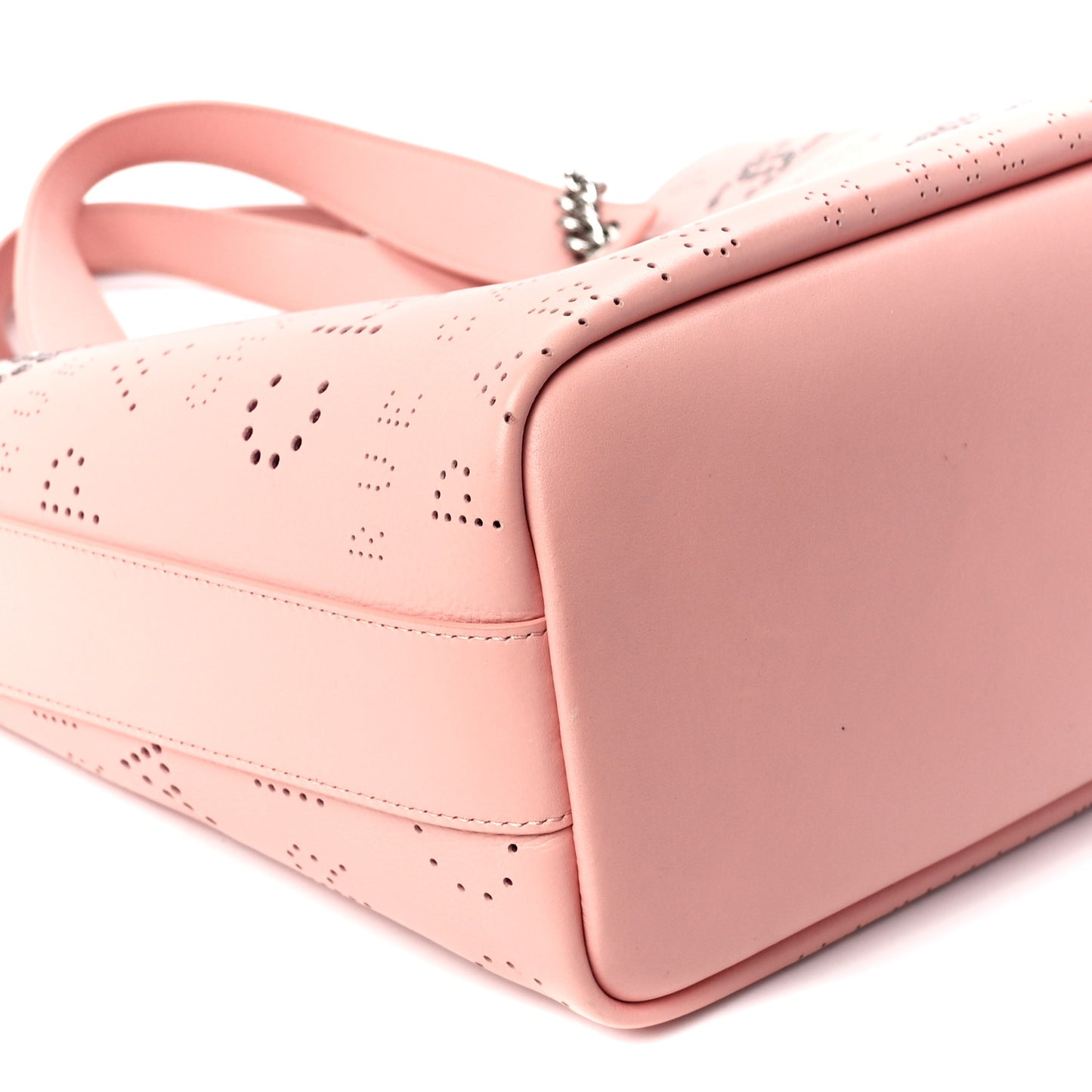 Calfskin Tweed Small Logo Eyelets Shopping Tote Pink