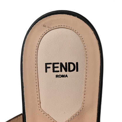 Fendi Vitello FF Embossed Buckle Flat Mules 37 Maya Black 7 of 7