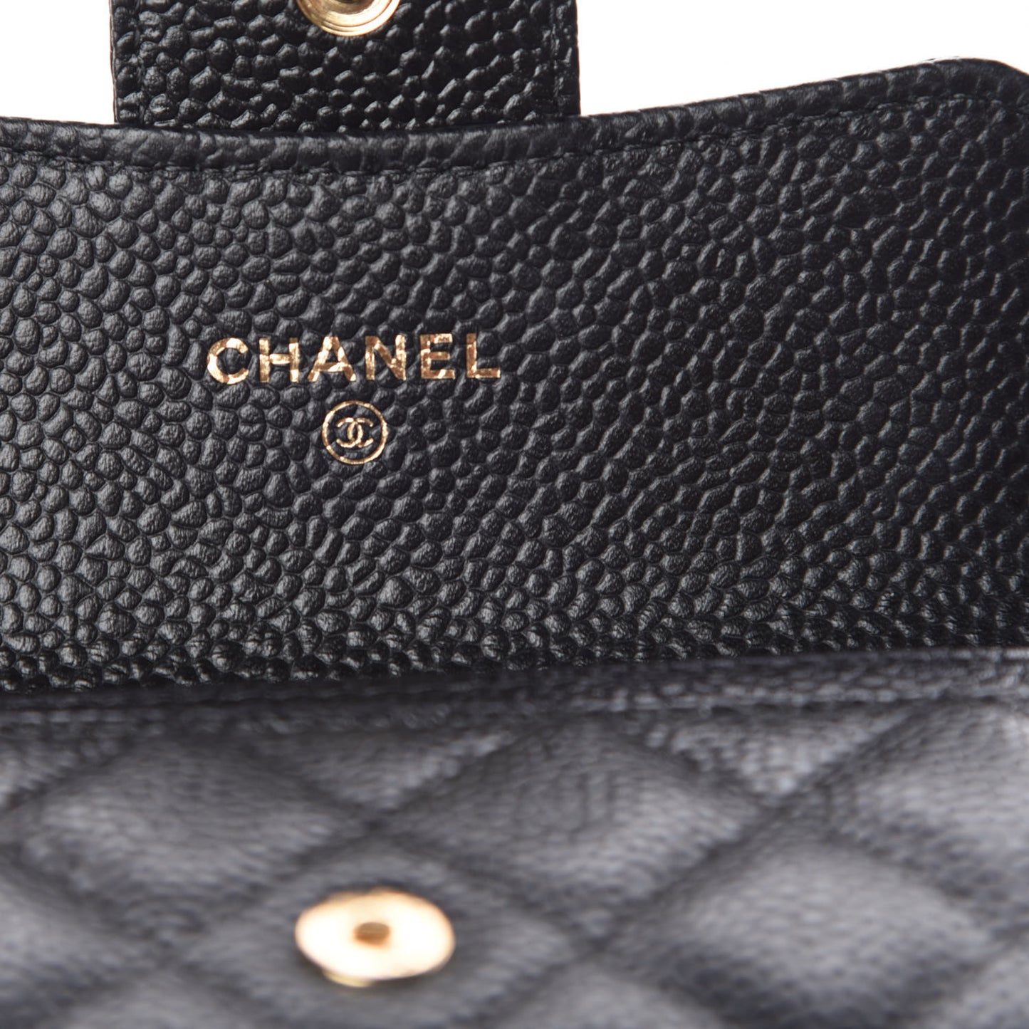 Caviar Quilted Flap Card Holder Black