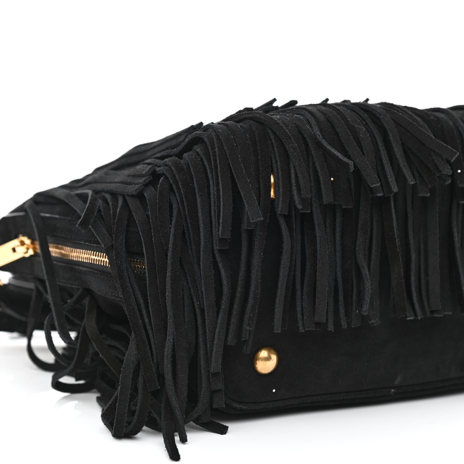 Saint Laurent Suede Calfskin Small Emmanuelle Fringe Bucket Bag Black 8 of 9