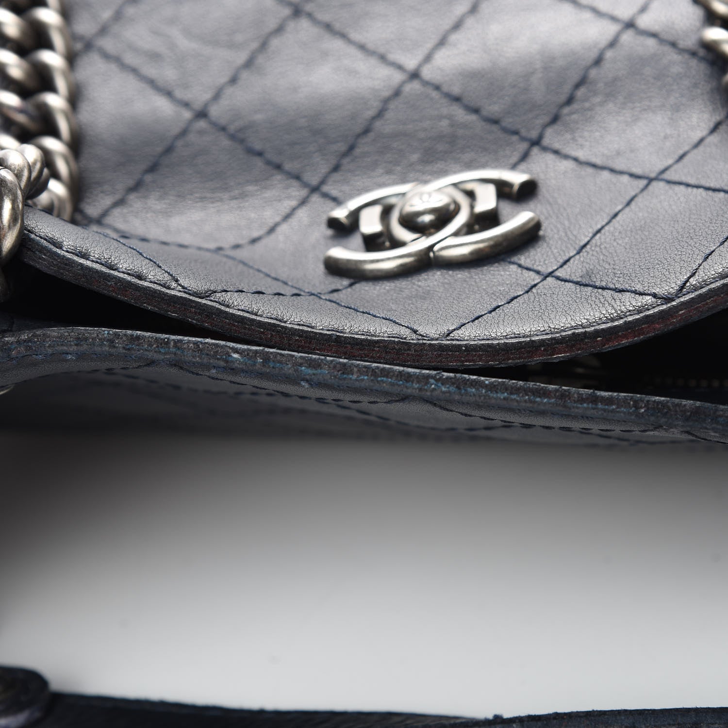 Chanel Calfskin Stitched Shopping Tote Blue 23 of 24