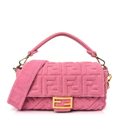 Fendi Terry Cloth Vitello Century Matte FF 1974 Embossed Baguette Lollypop 1 of 10