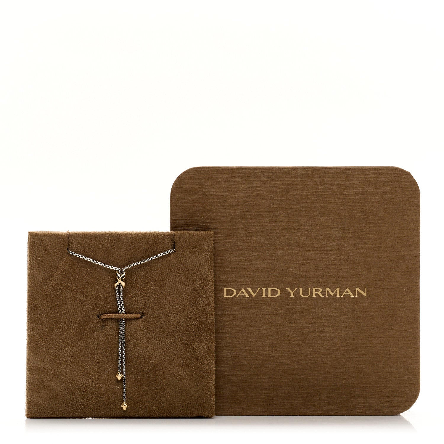 David Yurman Sterling Silver 18K Yellow Gold Petite X Lariat Necklace 5 of 5