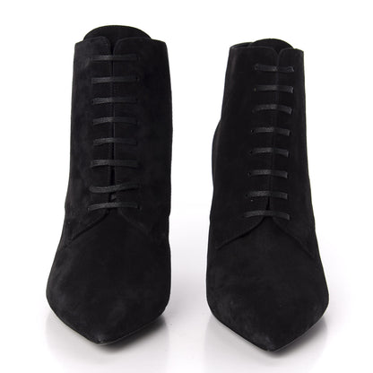 Saint Laurent Suede Kiki Lace-Up Ankle Boot 38.5 Black 2 of 10