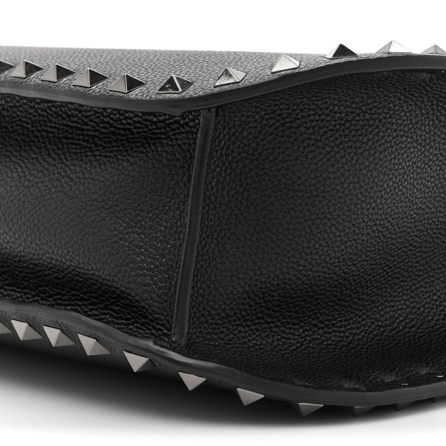 Pebbled Calfskin Rockstud Hobo Black