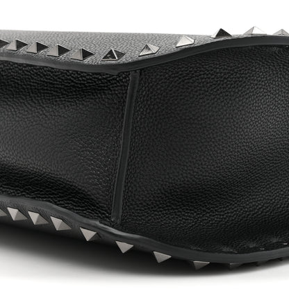 Valentino Garavani Pebbled Calfskin Rockstud Hobo Black 8 of 10