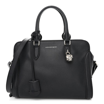 Alexander McQueen Pebbled Calfskin Small Skull Padlock Zip Around Tote Navy 1 of 10