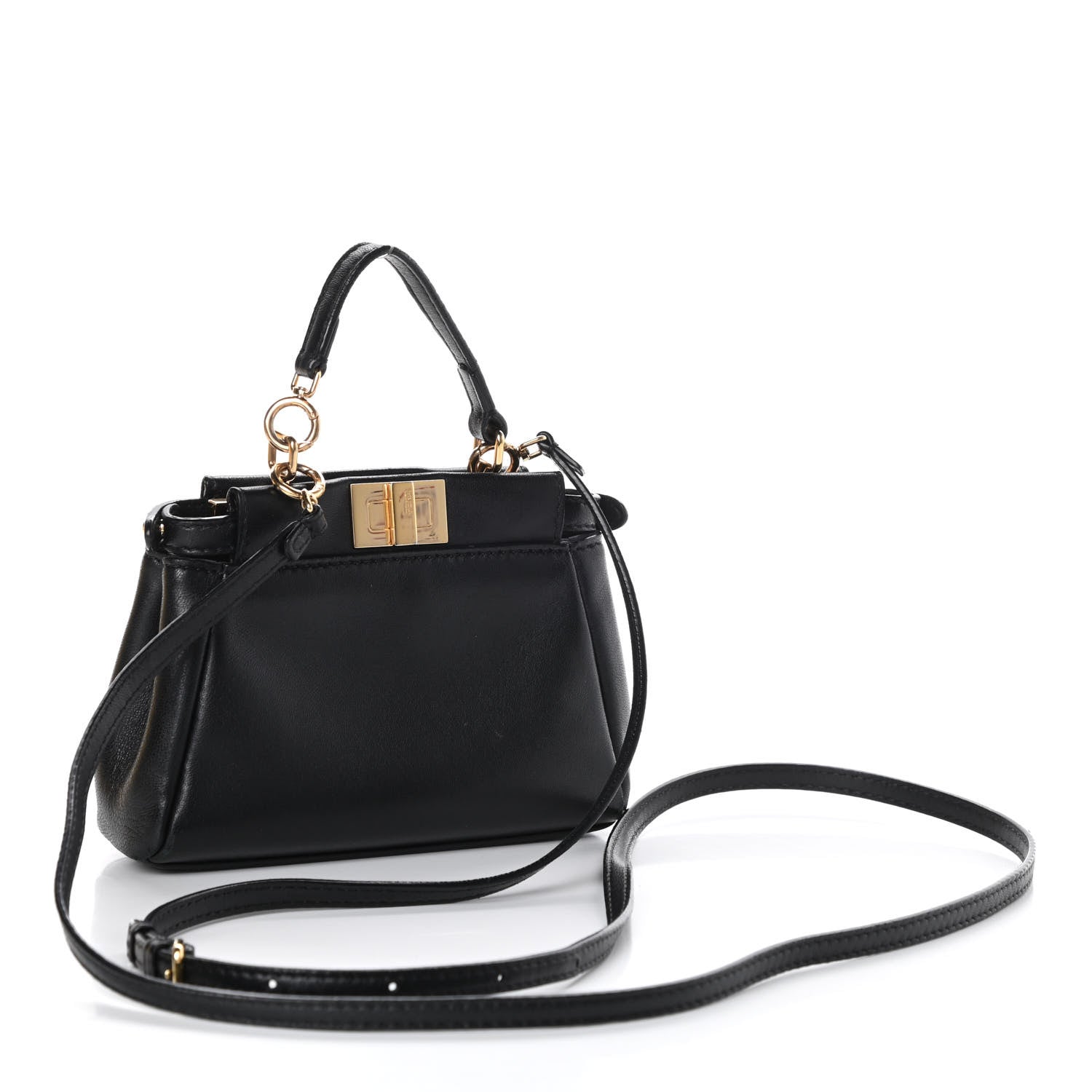 Fendi Nappa Micro Peekaboo Iconic Satchel Black 3 of 9