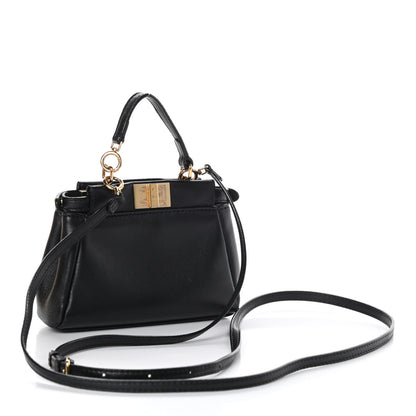 Fendi Nappa Micro Peekaboo Iconic Satchel Black 3 of 9