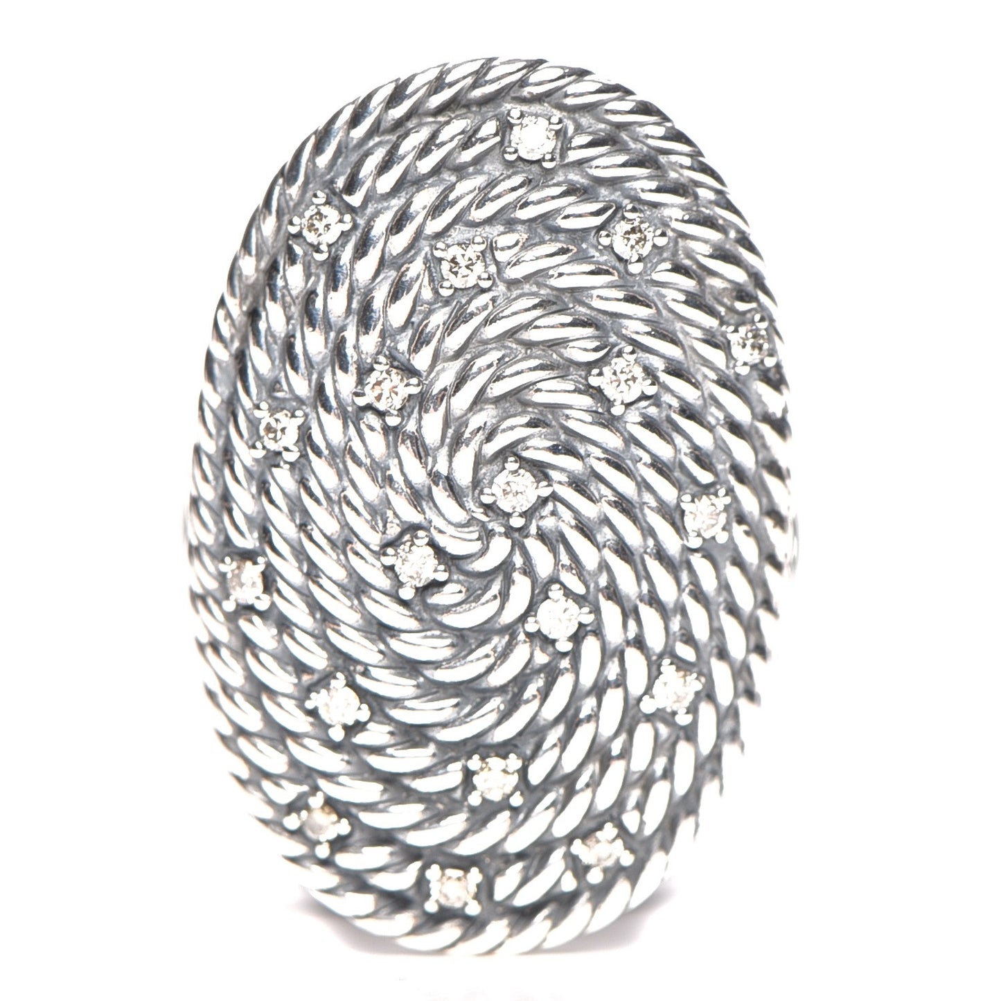 Sterling Silver Diamond Cable Coil Ring 58.5 8.75