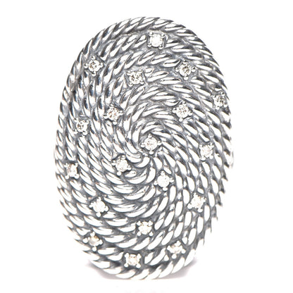 David Yurman Sterling Silver Diamond Cable Coil Ring 58.5 8.75 1 of 4