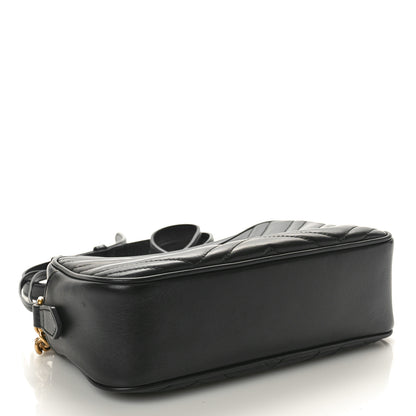 Gucci Calfskin Matelasse Small GG Marmont Chain Shoulder Bag Black 4 of 10