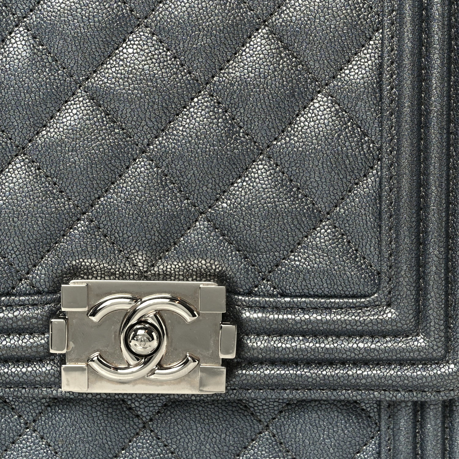 Chanel Iridescent Caviar Quilted North South Boy Flap Silver 14 of 21