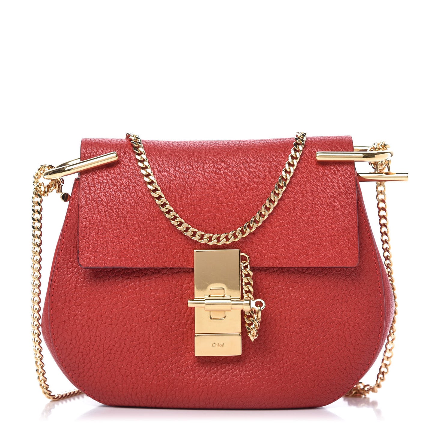 Grained Lambskin Mini Drew Shoulder Bag Plaid Red