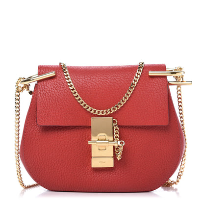 Chloe Grained Lambskin Mini Drew Shoulder Bag Plaid Red 1 of 11