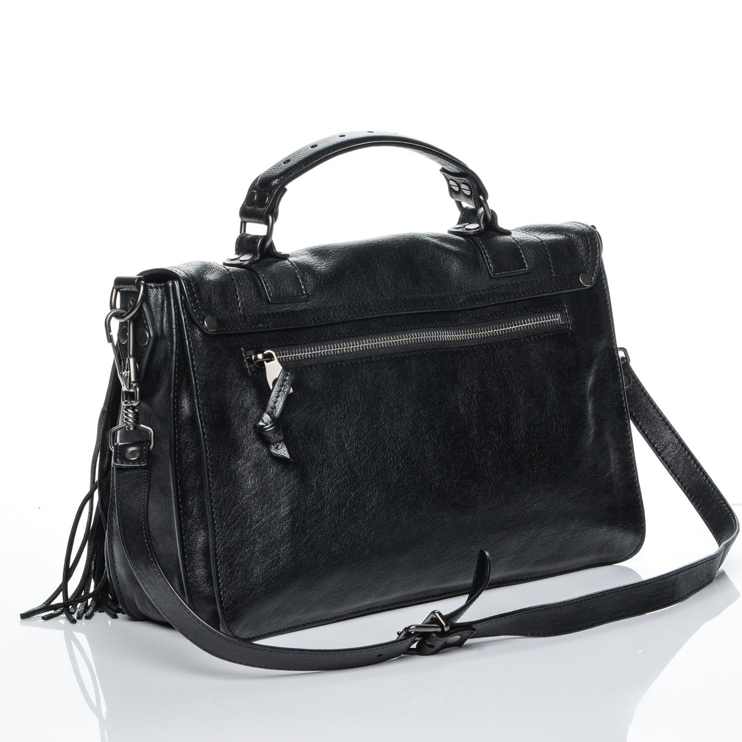 Proenza Schouler Lambskin Fringe Medium PS1 Satchel Black 3 of 7