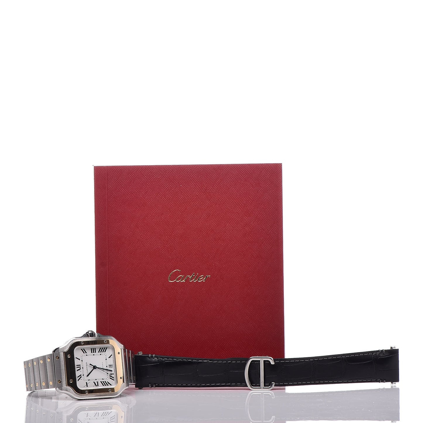 Stainless Steel 18K Yellow Gold 38mm Santos De Automatic Watch