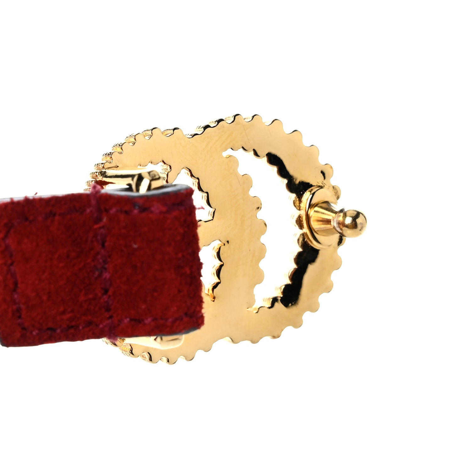 Suede Calfskin Torchon Double G 15mm Belt 75 30 Red