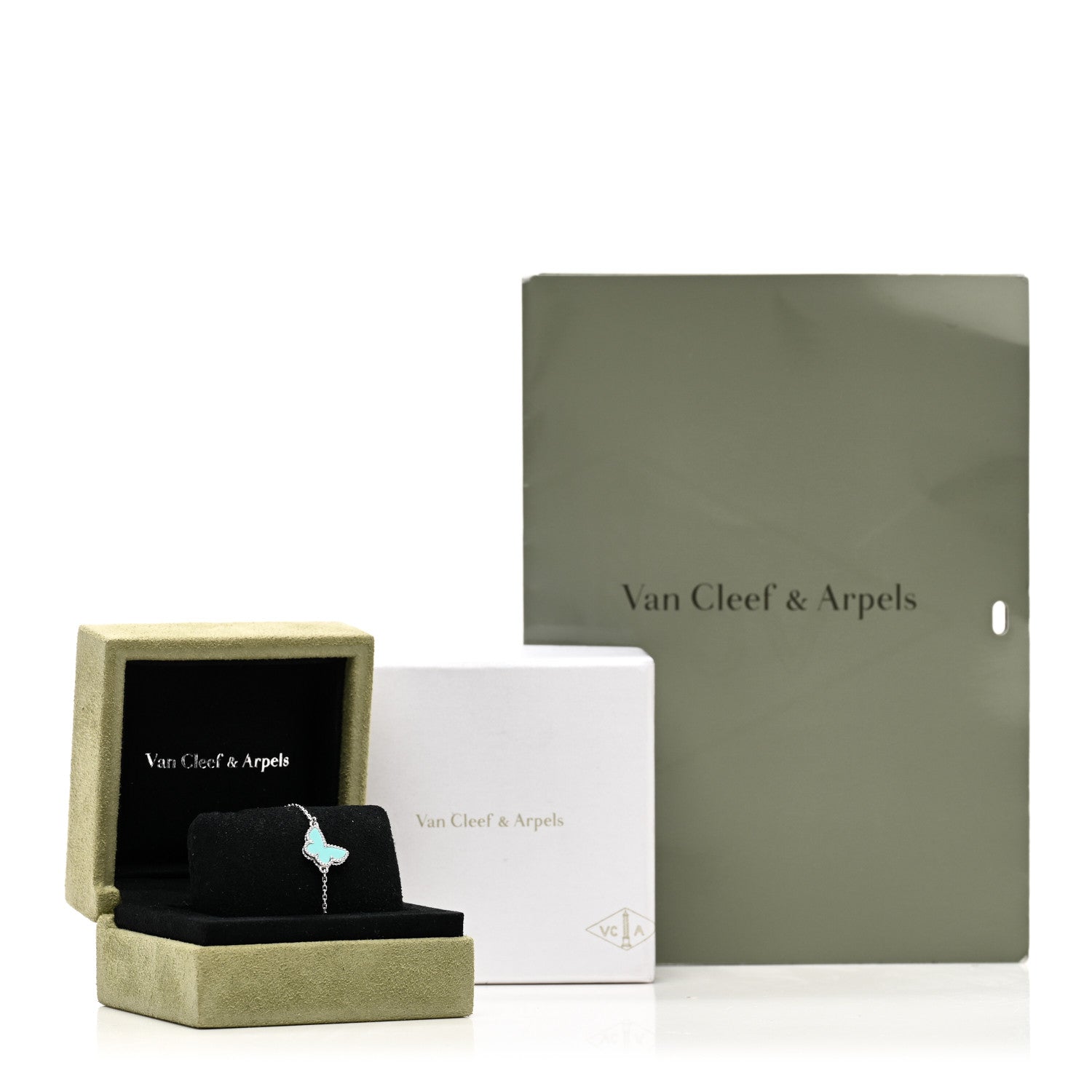 Van Cleef & Arpels 18K White Gold Turquoise Sweet Alhambra