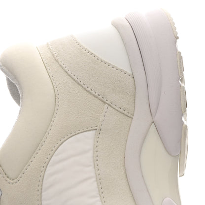 Chanel Suede Calfskin Fabric CC Sneakers 38 White 12 of 14