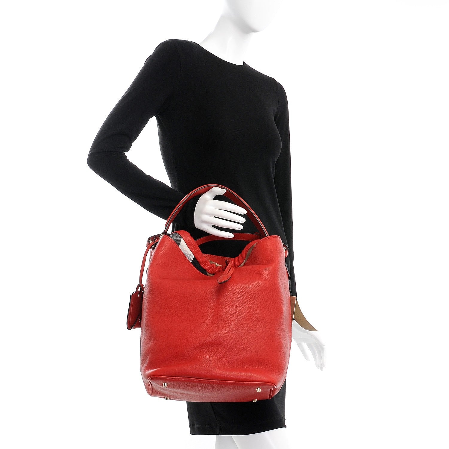 Burberry Grainy Calfskin Medium Ashby Hobo Cadmium Red 3 of 9