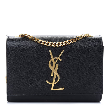 Saint Laurent Grain De Poudre Small Monogram Kate Satchel Black 1 of 9