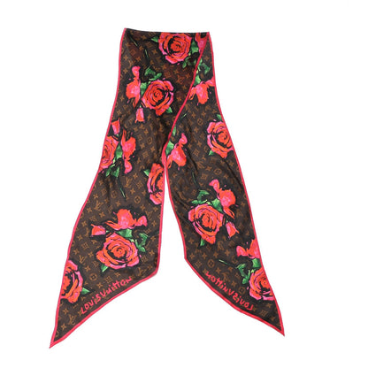 Louis Vuitton Silk Monogram Roses Scarf Marron 3 of 6
