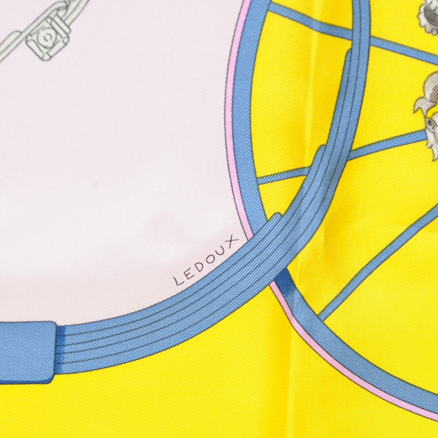 Hermes Silk Springs Scarf 90 Jaune Citron Parme Blanc 4 of 8