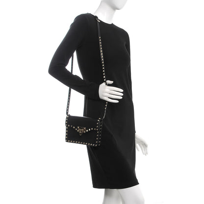 Valentino Garavani Vitello Rockstud Shoulder Flap Bag Black 2 of 6