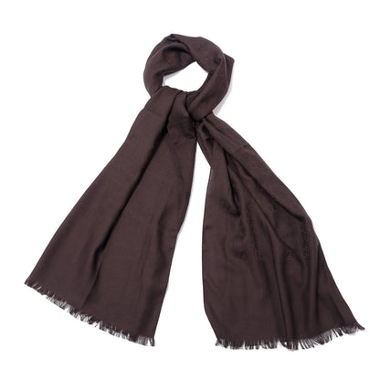 Gucci Wool Silk GG Monogram GGNat Plus Scarf Coffee 1 of 3