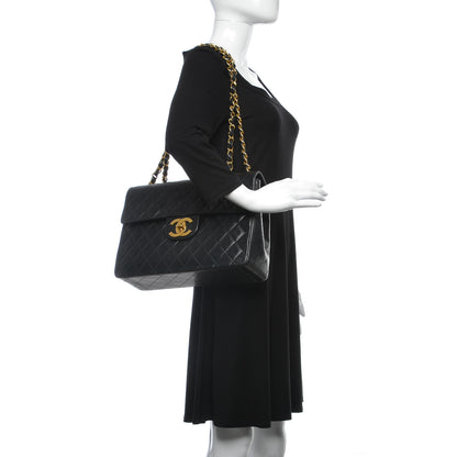 Chanel Lambskin Quilted XL Jumbo Single Flap Black 2 of 9