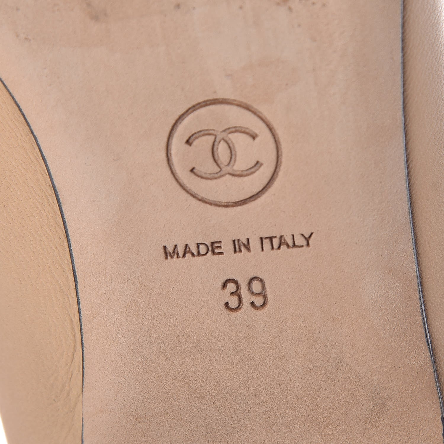 Chanel Lambskin CC Elastic Cap Toe Ballerina Flats 39 Beige Black 7 of 11