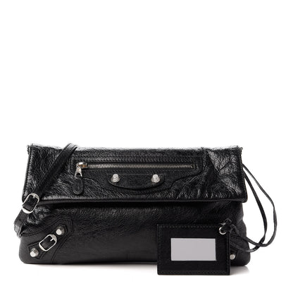 Balenciaga Agneau Giant 12 Silver Hardware Envelope Strap Clutch Black 1 of 10