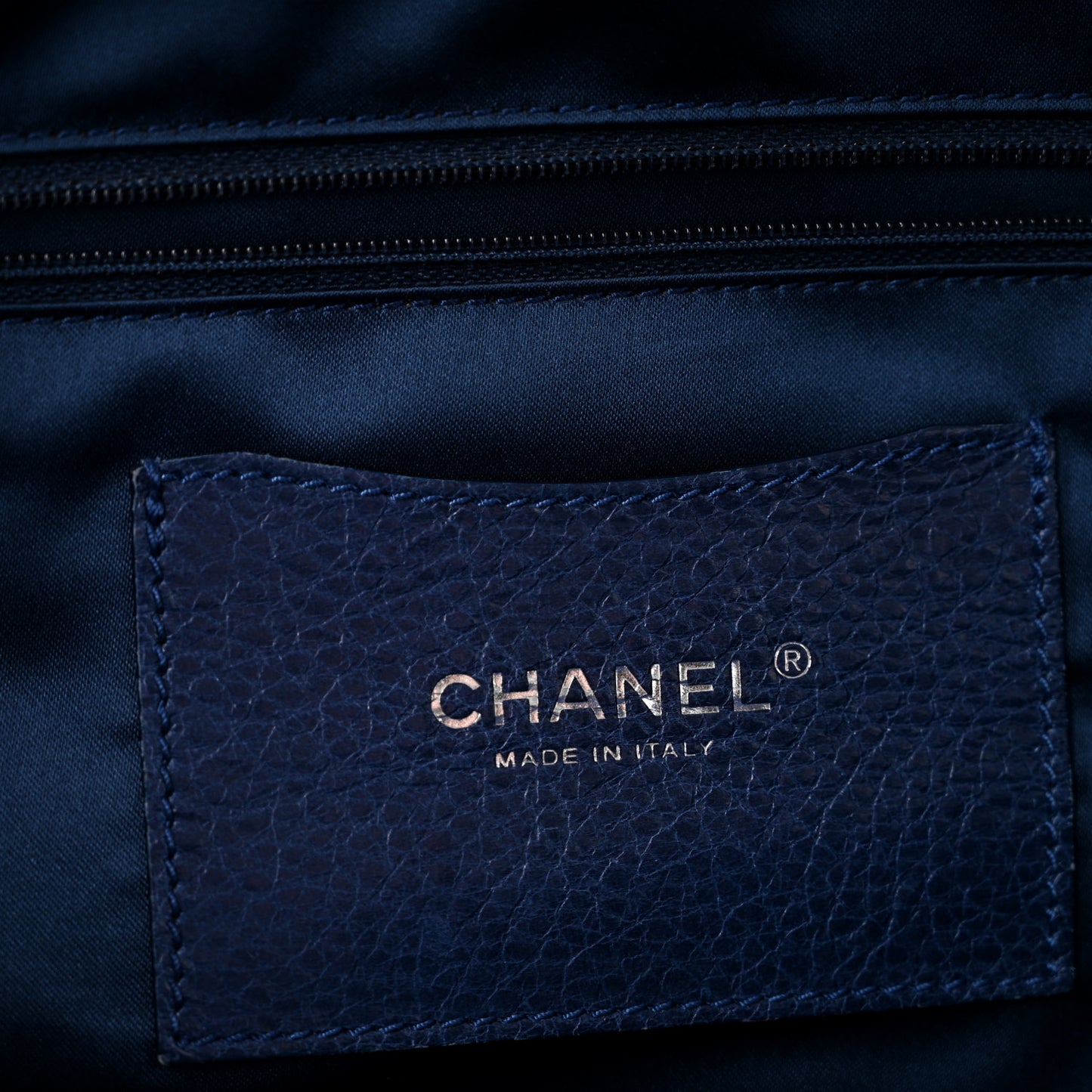 Glazed Calfskin Large On The Road Tote Dark Blue