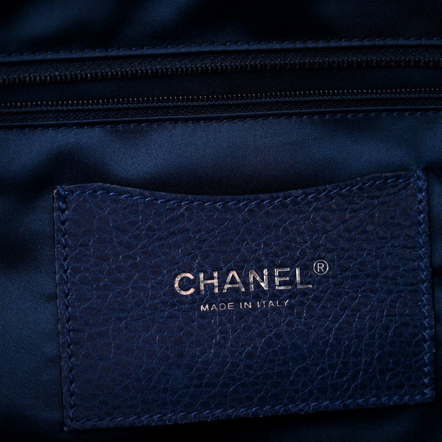 Chanel Glazed Calfskin Large On The Road Tote Dark Blue 6 of 13