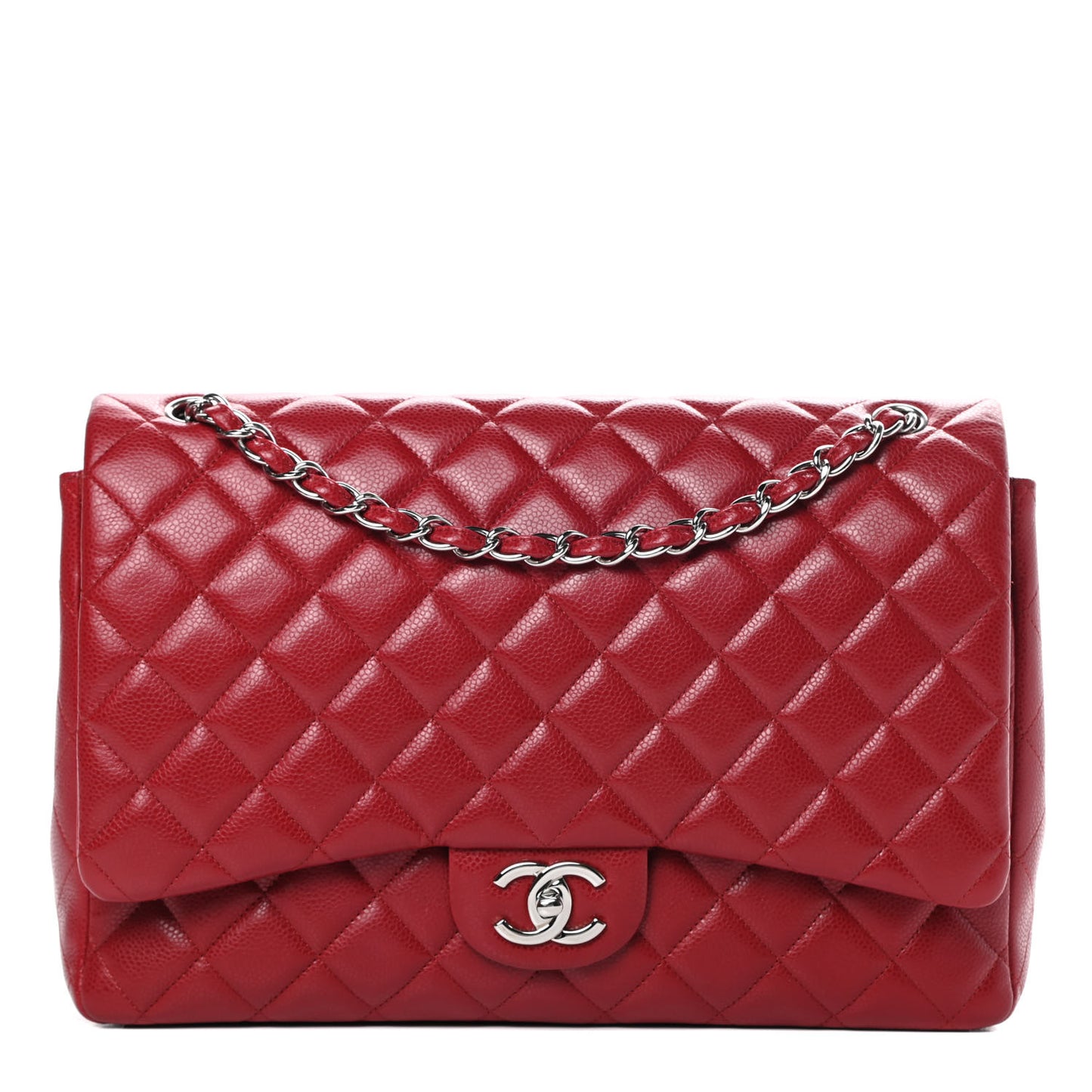 Caviar Quilted Maxi Double Flap Red