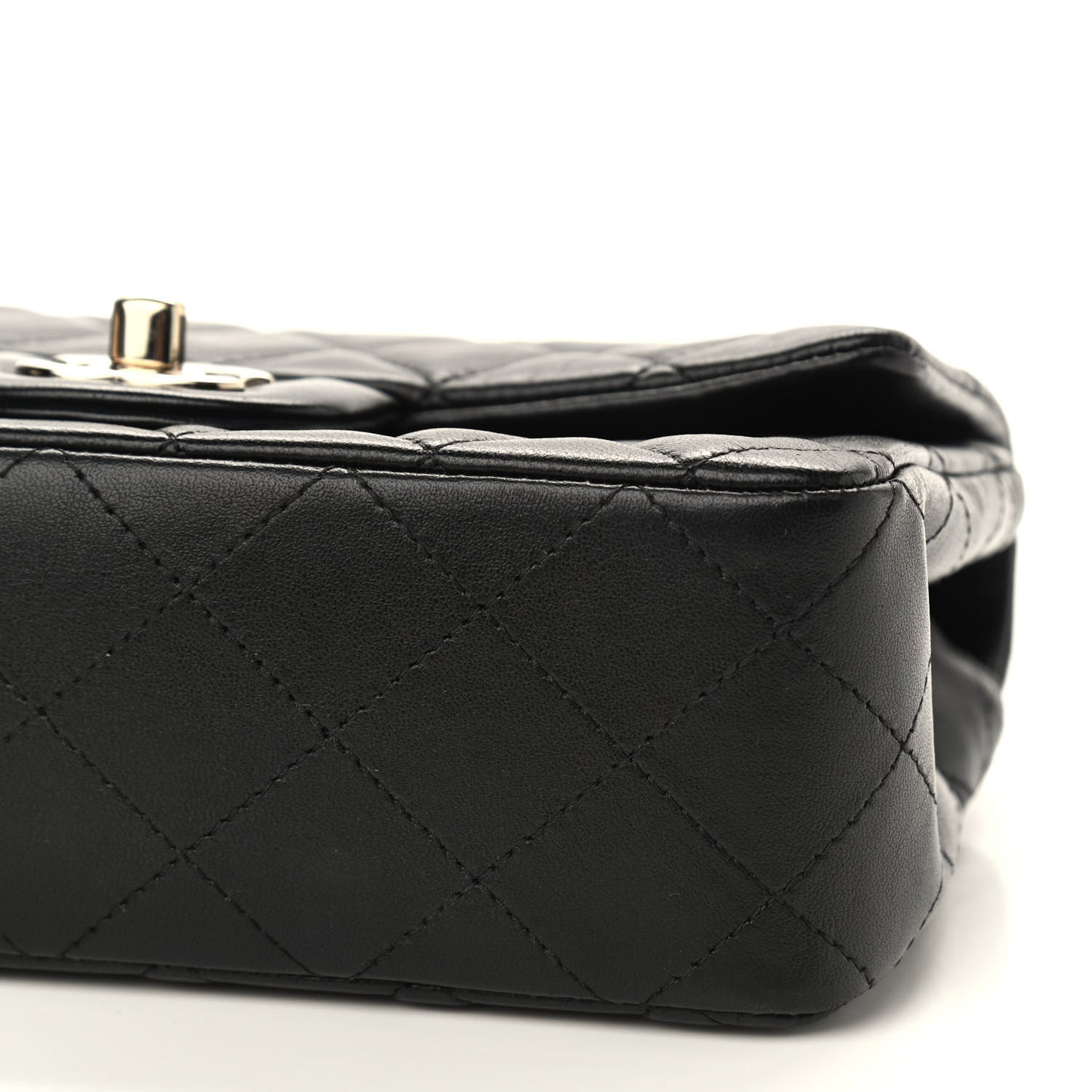 Lambskin Quilted Mini Rectangular Flap Black