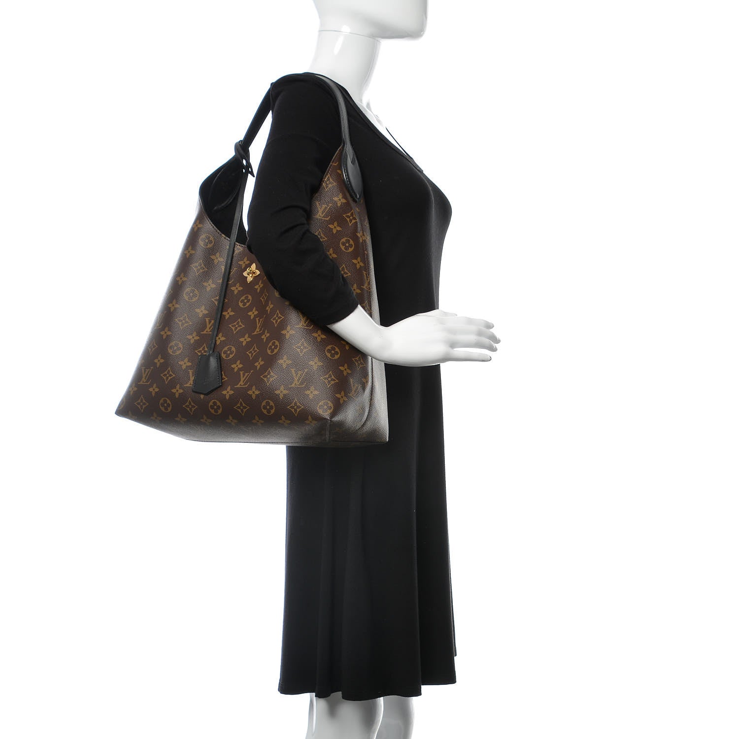 Louis Vuitton Monogram Flower Hobo Black 2 of 9