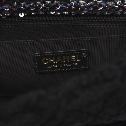 Chanel Shearling Sheepskin Tweed Quilted Single Flap Black 6 of 10