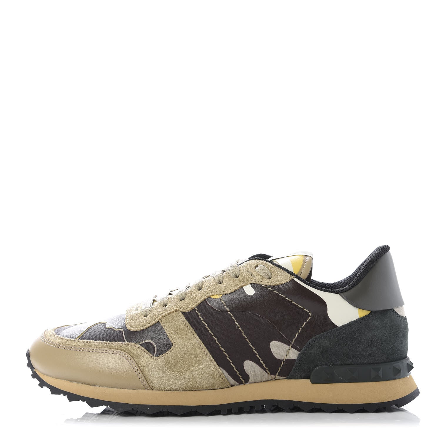 Valentino Garavani Nappa Suede Camouflage Mens Rockrunner Sneakers 41 Yellow Multicolor 1 of 10