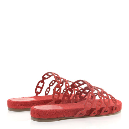 Hermes Nappa Ancone Espadrille Sandals 37 Rouge Bali 3 of 9